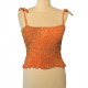 Smocked rayon top with straps - Orange