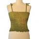 Smocked rayon top with straps - Green