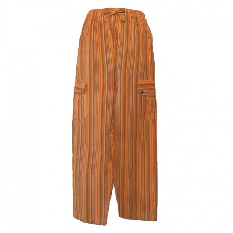 Striped cotton trousers Nepal - XL - Orange