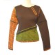 Long sleeves tee shirt with zip - Brown, green and orange