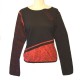 Long sleeves tee shirt with zip - Black, red and brown