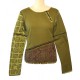 Tee shirt manches longues zippées - Vert, marron et vert clair