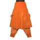 Ethnic cotton harem pants with skirt - Orange and light orange