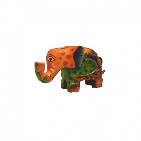 Elephant H 5 cm wooden painted multicolor