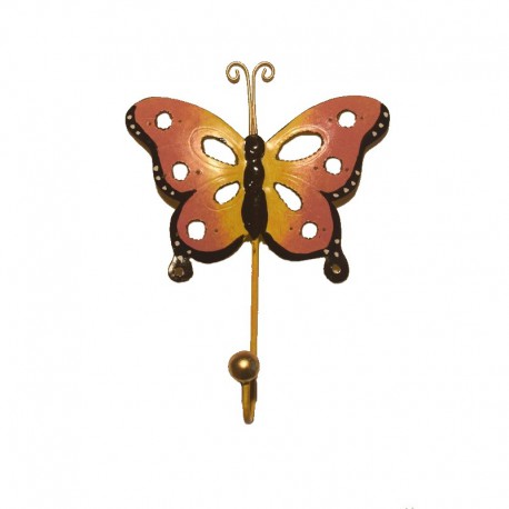 Metal pink Butterfly coat hanger H19 cm