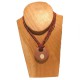 Necklace beads round pendant seashell - Dark red