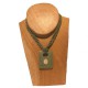 Necklace beads rectangular pendant with seashell - Blue-green