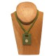 Collier perles pendentif rectangle coquillage - Vert