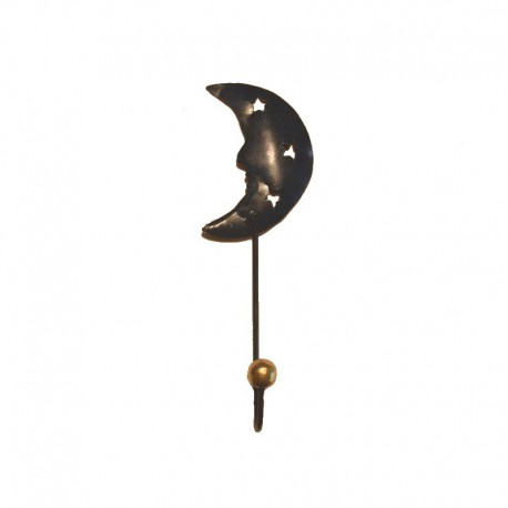 Metal Moon coat hanger H 20 cm