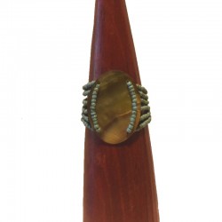 Bracelet perles et nacre ovale 6 cm - Différentes couleurs