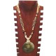 Necklace beads, wood and nacre - Cream dark wood