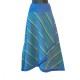 Long cotton striped wrap skirt - Blue