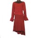 Long asymetric rayon skirt - Maroon - with it top