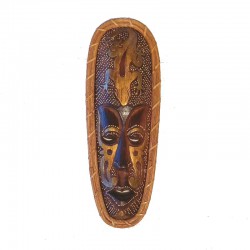 Masque Africain H 35 cm bois et rotin - motif Gecko