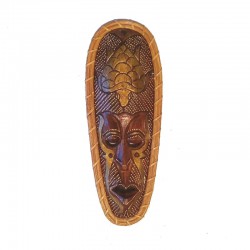 African mask H 35 cm in wood and rattan - Turtle design