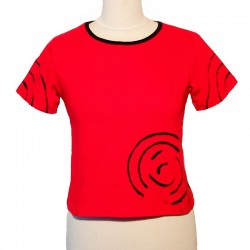 Cotton spiral T shirt short sleeves - Red and black