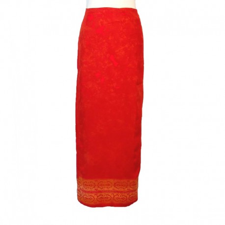 Rayon wraparound skirt - Red and orange