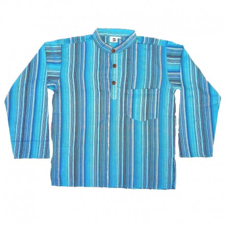 Stripped cotton shirt S - Turquoise/red/green