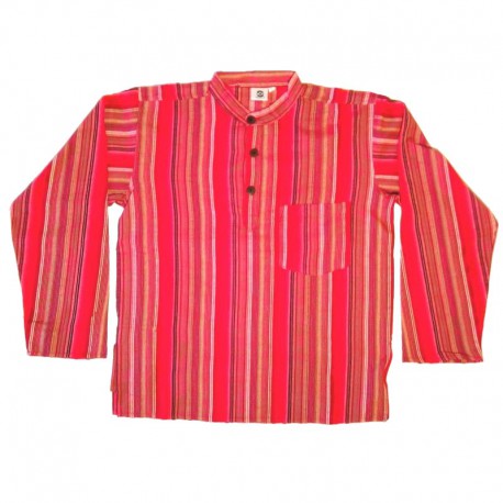 Stripped cotton shirt S - Red/black/maroon