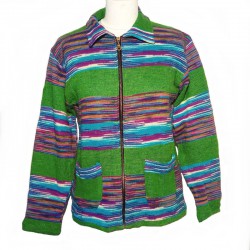 Ethnic vest in green and purple cotton