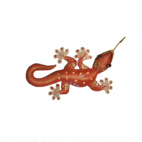 Gecko mural en métal L17 cm - Rouge
