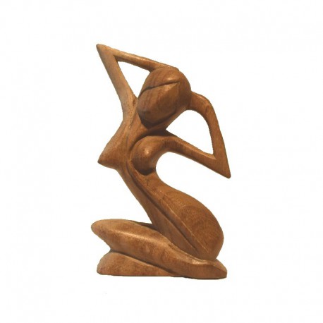 Statue Femme H15 cm bois clair de Suar