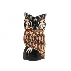 Owl H 15 cm carved painted wood