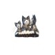 3 Cats statue H15 cm black and white wood