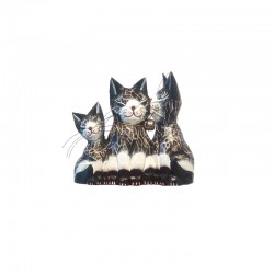 Statue 3 chats H15 cm bois noir et blanc