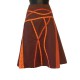 Flared mid-long cotton skirt - Brown and orange