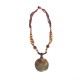 Necklace beads, wood and nacre - Brown - photo taken flat