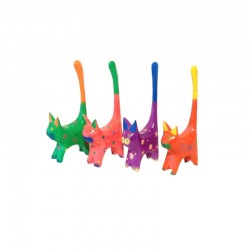 4 bicolored cats H11 cm in painted wood