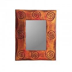 Miroir 25 cm doré et rouge design spirale