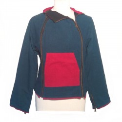 Women's Jacket Petroleum blue and maroon Size XL