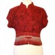Mao collar top in rayon - Maroon with beige design