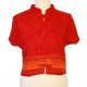 Mao collar top in rayon - Rusted colored with orange design