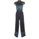 Flower design backless - Dark blue with light blue design - with his pants