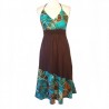 Long ethnic dress L/42 - Brown, turquoise and green