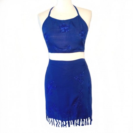 Embroidered skirt and top - Dark blue