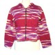 Hooded jacket in cotton - Maroon, purple and cream