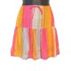 Rayon short skirt with embroidery - free size - Pink and orange with orange embroidery