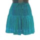 Rayon short skirt with embroidery - free size - Blue and green with turquoise embroidery