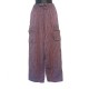 Striped cotton Nepal trousers - XS/S size - Blue, maroon and golden