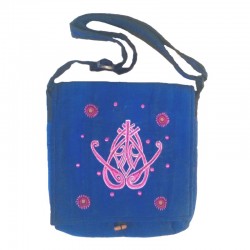 Blue cotton shoulder bag with Tribal design