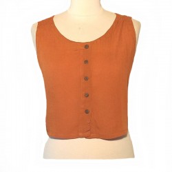 Sleeveless rayon top size L - Coffee color
