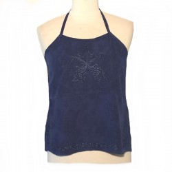 Blue string top in rayon with embroidery - Various sizes